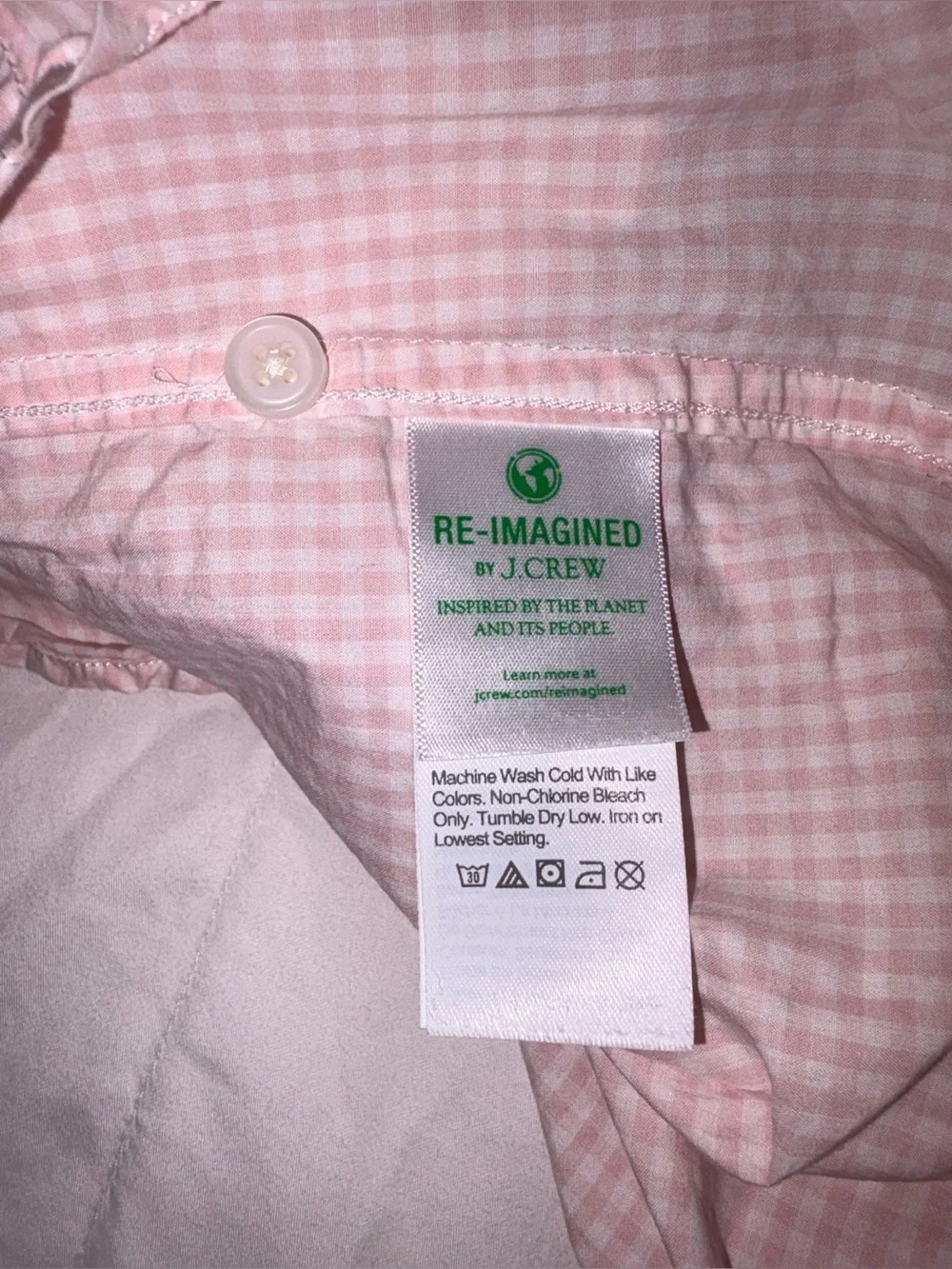 J.Crew Classic-Fit Ruffleneck Gingham Shirt Pink – Size 4